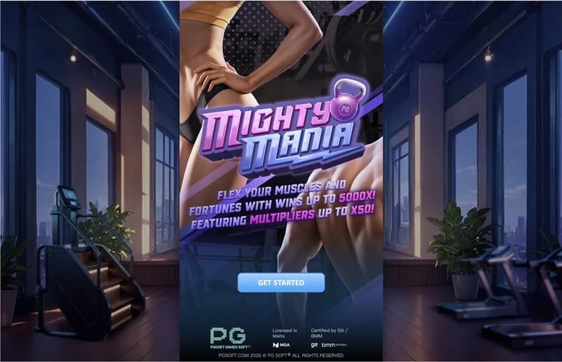 Mighty Mania — главно мени и екран за избор на облог